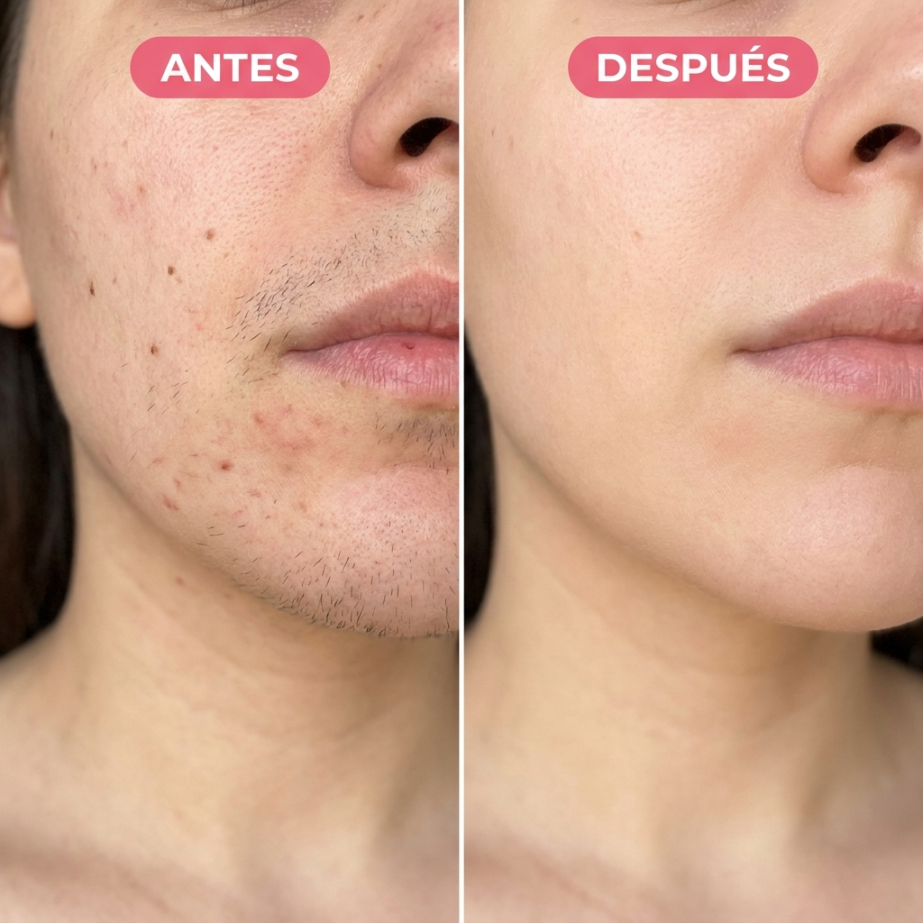 Antes y después - mentón